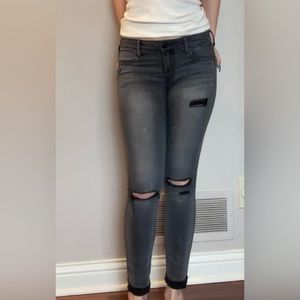 Distressed Super Stretch zip AEO Black/gray Denim Jeans